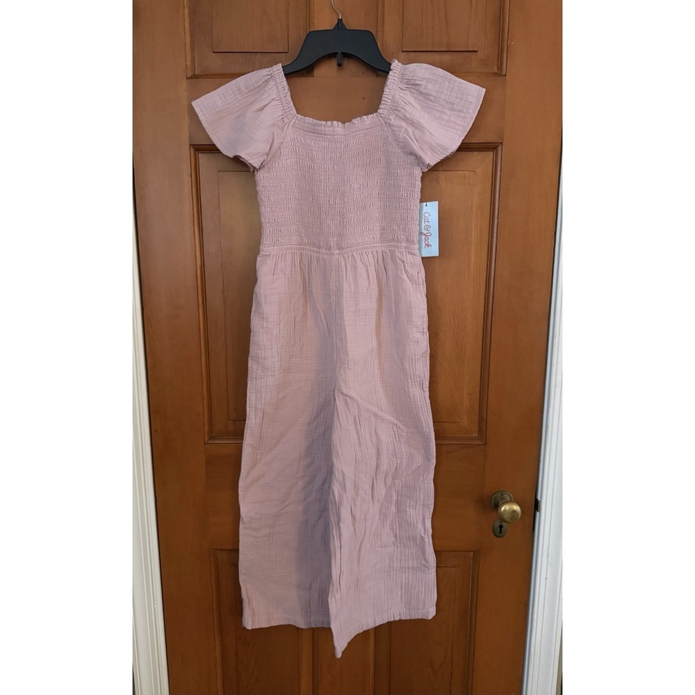 Girls' Cat & Jack Pink Mauve Flutter Sleeve Smocked Jumpsuit Size Medium NWT